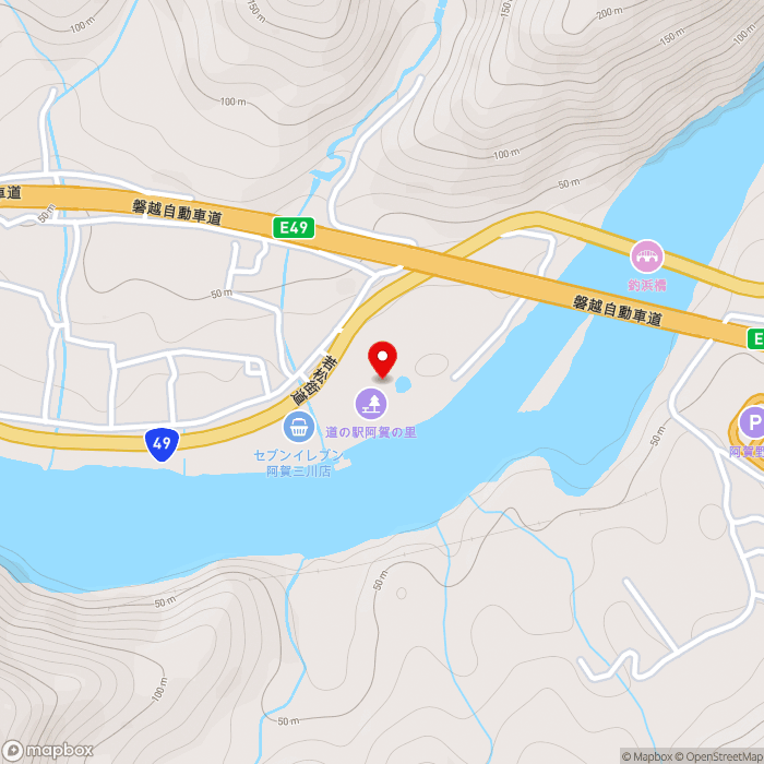 道の駅阿賀の里の地図（zoom15）新潟県東蒲原郡阿賀町石間4301