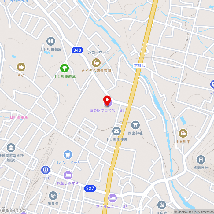 道の駅クロス１０十日町の地図（zoom15）新潟県十日町市本町6