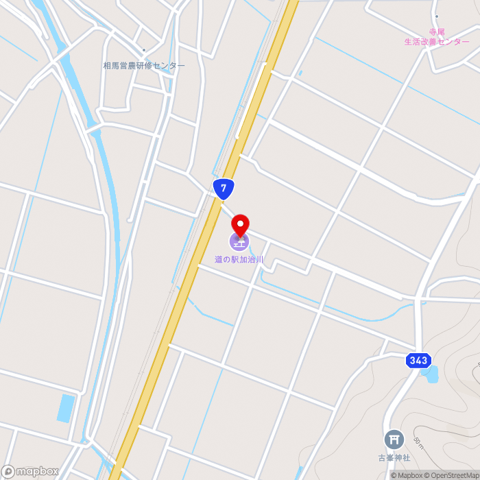 道の駅加治川の地図（zoom15）新潟県新発田市横岡1147