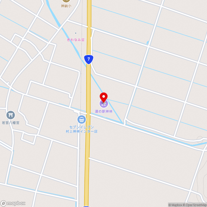 道の駅神林の地図（zoom15）新潟県村上市岩船駅前56