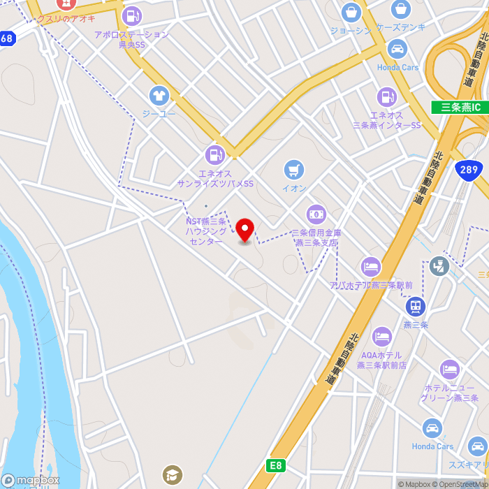 道の駅燕三条地場産センターの地図（zoom15）新潟県三条市須頃1-17