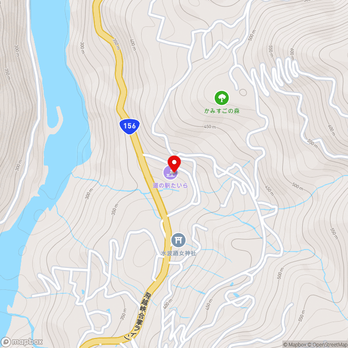 道の駅たいらの地図（zoom15）富山県南砺市東中江215