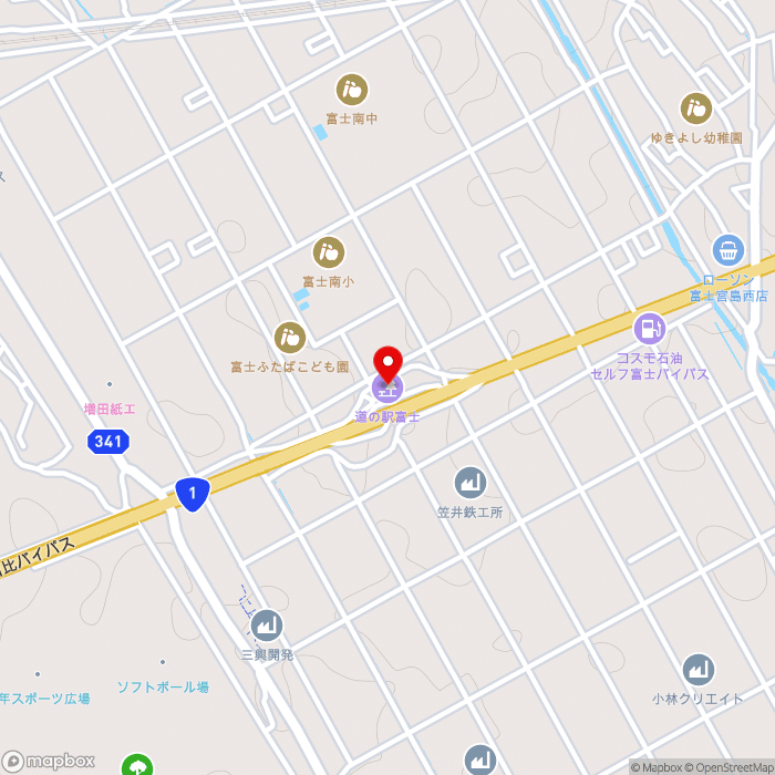 道の駅富士の地図（zoom15）静岡県富士市五貫島靖国669-1