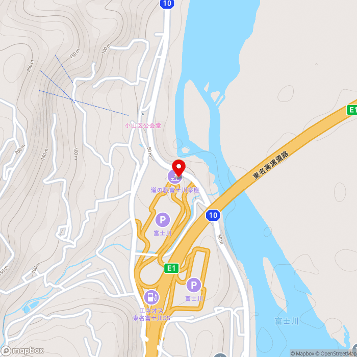 道の駅富士川楽座の地図（zoom15）静岡県富士市岩渕1488-1