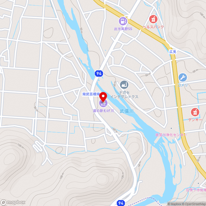 道の駅むげ川の地図（zoom15）岐阜県関市武芸川町跡部1810