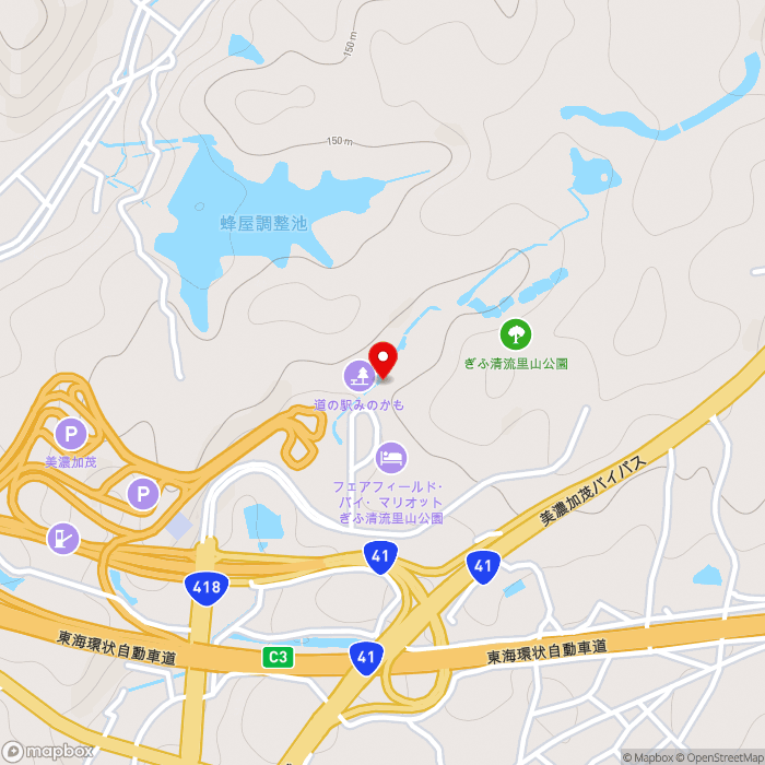 道の駅みのかもの地図（zoom15）岐阜県美濃加茂市山之上町2292-1