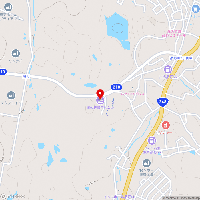 道の駅瀬戸しなのの地図（zoom15）愛知県瀬戸市品野町1丁目126番地の1