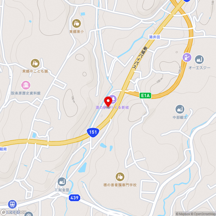 道の駅もっくる新城の地図（zoom15）愛知県新城市八束穂字五反田329-7
