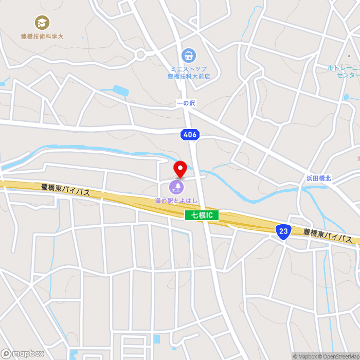 道の駅とよはしの地図（zoom15）愛知県豊橋市東七根町字一の沢113番地2