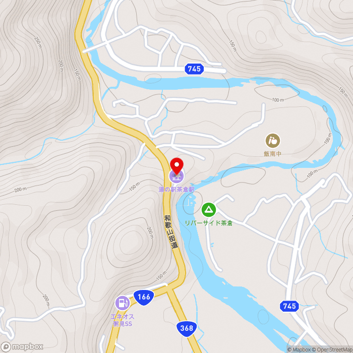 道の駅茶倉駅の地図（zoom15）三重県松阪市飯南町粥見452-1