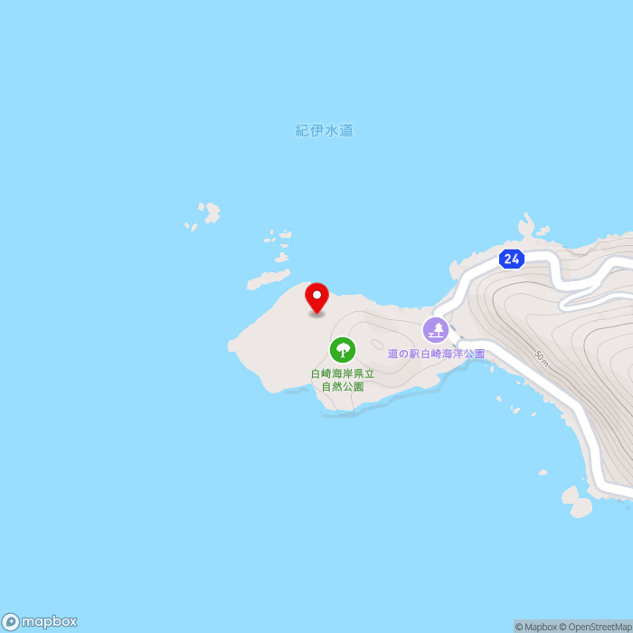 道の駅白崎海洋公園の地図（zoom15）和歌山県日高郡由良町大字大引960-1