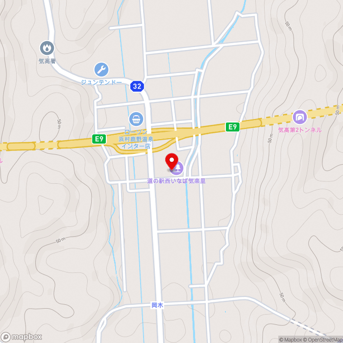 道の駅西いなば 気楽里の地図（zoom15）鳥取県鳥取市鹿野町岡木280-3