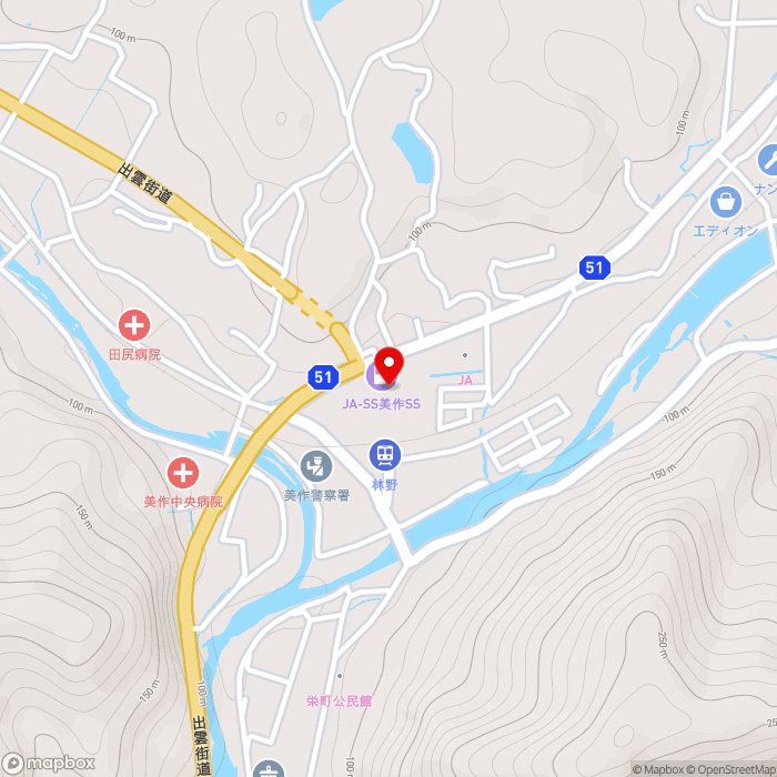 道の駅彩菜茶屋の地図（zoom15）岡山県美作市明見167
