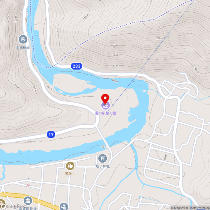 道の駅鷲の里の地図（zoom15）徳島県那賀郡那賀町和食字田野89