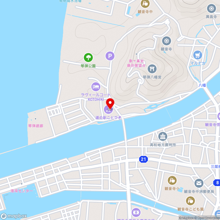 道の駅ことひきの地図（zoom15）香川県観音寺市有明町3-37