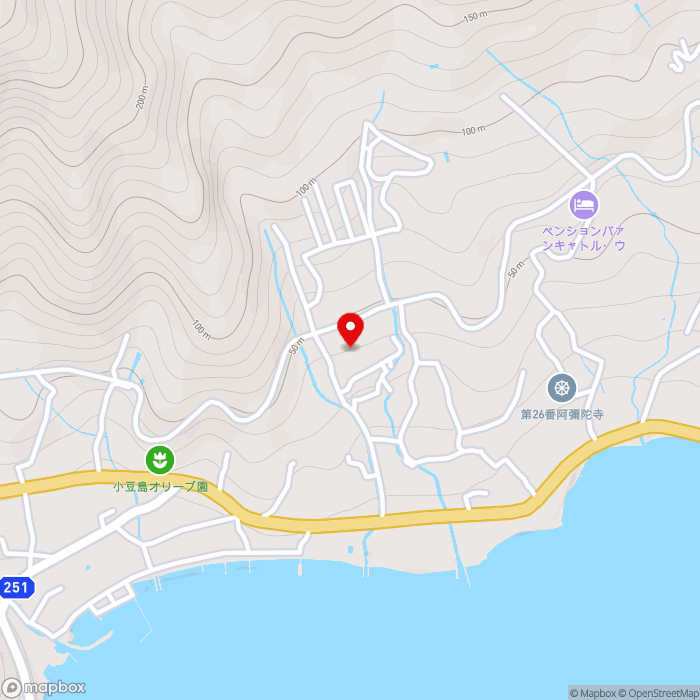 道の駅小豆島オリーブ公園の地図（zoom15）香川県小豆郡小豆島町西村甲1941-1