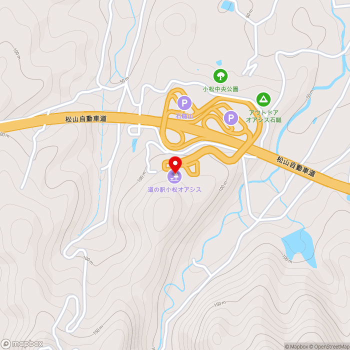 道の駅小松オアシスの地図（zoom15）愛媛県西条市小松町新屋敷乙22-29