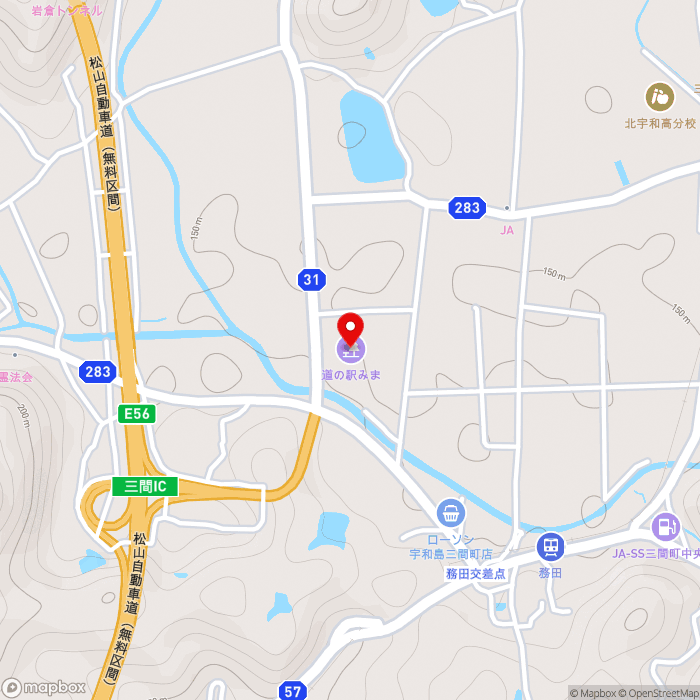 道の駅みまの地図（zoom15）愛媛県宇和島市三間町務田180-1