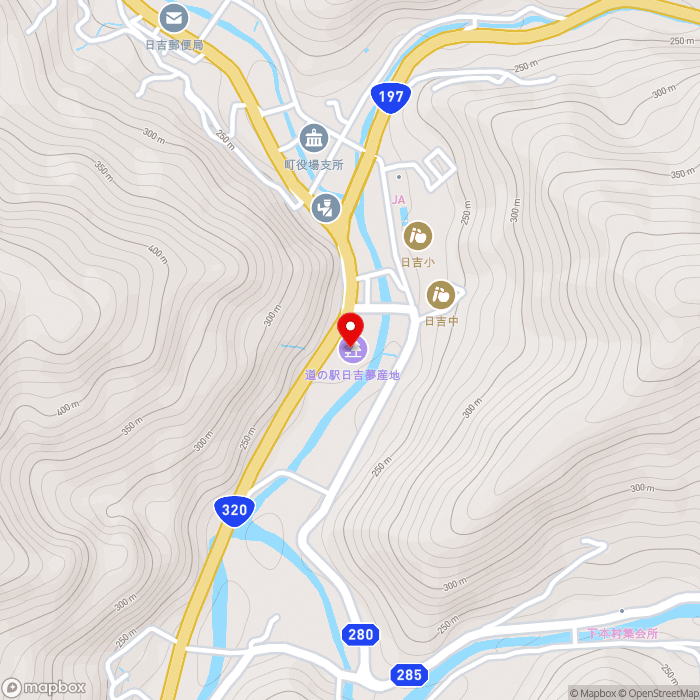 道の駅日吉夢産地の地図（zoom15）愛媛県北宇和郡鬼北町下鍵山54