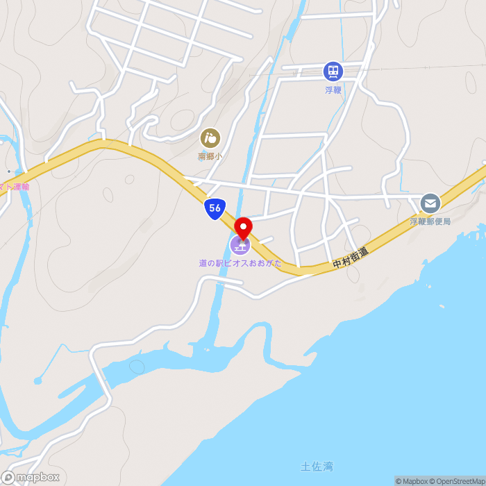 道の駅ビオスおおがたの地図（zoom15）高知県幡多郡黒潮町浮鞭