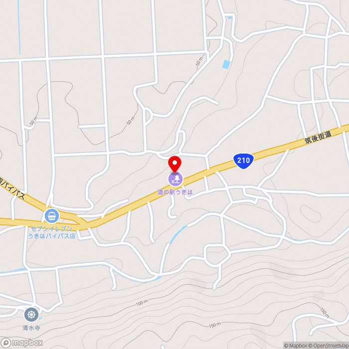 道の駅うきはの地図（zoom15）福岡県うきは市浮羽町山北729-2