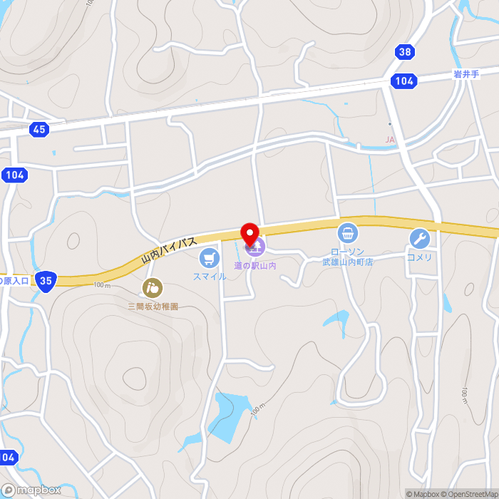 道の駅山内の地図（zoom15）佐賀県武雄市山内町三間坂甲14697-2