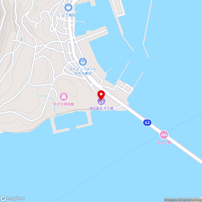 道の駅生月大橋の地図（zoom15）長崎県平戸市生月町南免4375-1