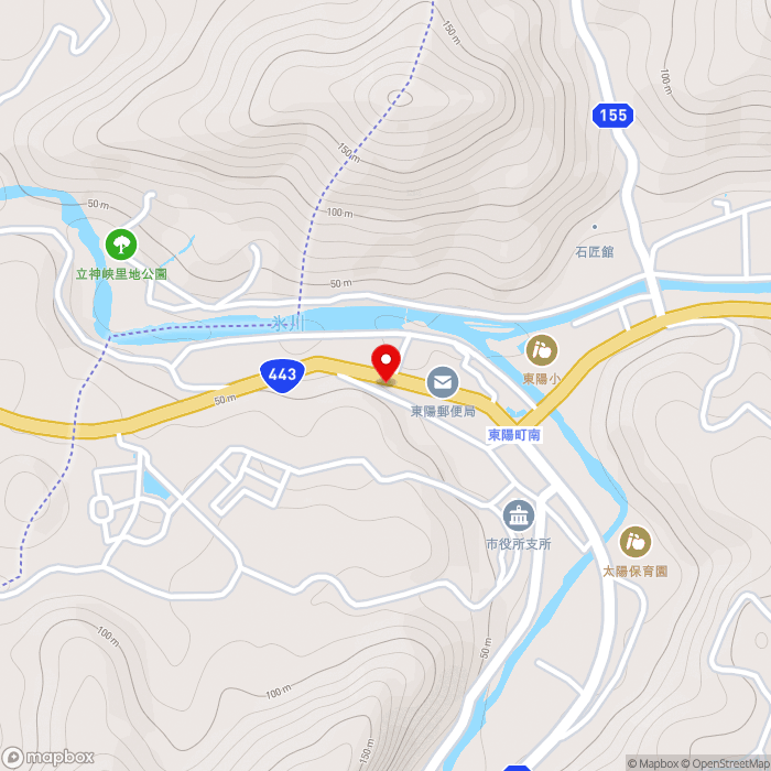 道の駅東陽の地図（zoom15）熊本県八代市東陽町南1051番地1