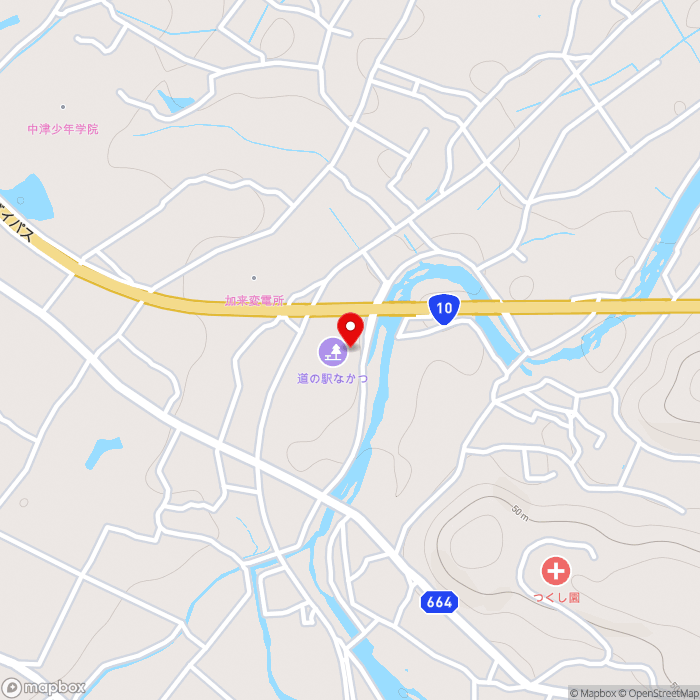 道の駅なかつの地図（zoom15）大分県中津市大字加来814番地
