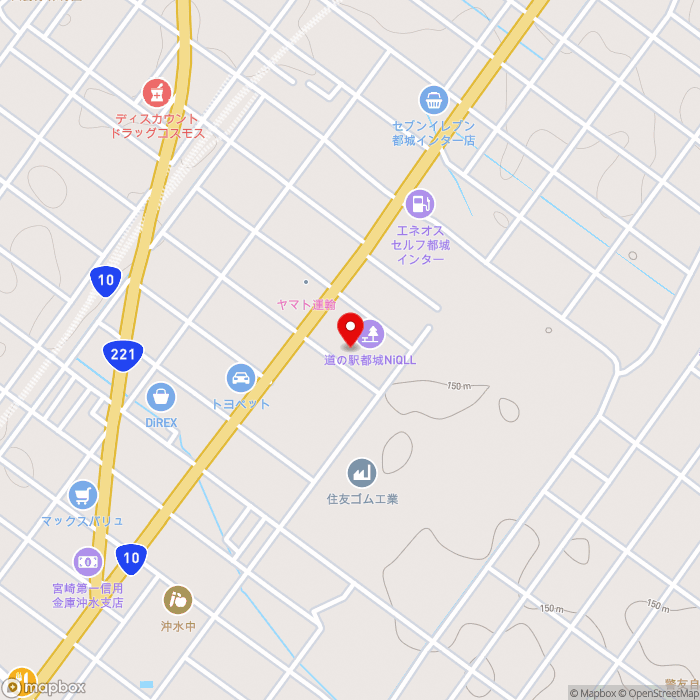 道の駅都城NiQLLの地図（zoom15）宮崎県都城市都北町5225-1