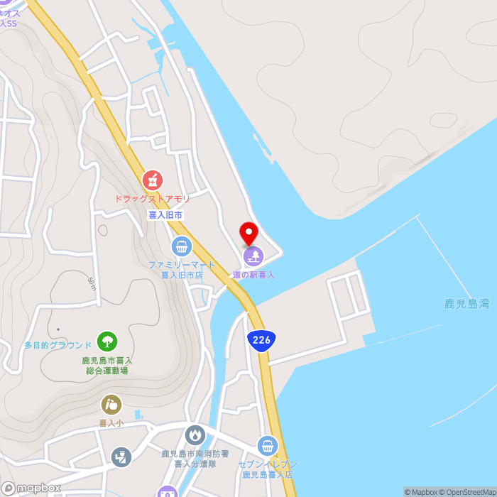道の駅喜入の地図（zoom15）鹿児島県鹿児島市喜入町6094-1