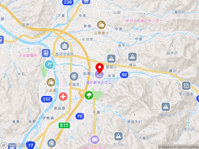 新潟県の道の駅ゆのたにの地図