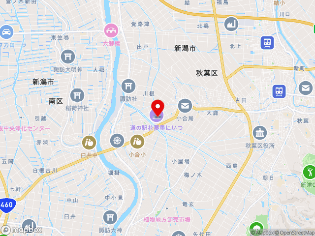 新潟県の道の駅 花夢里にいつの地図