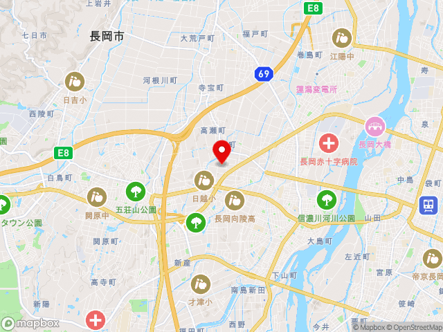 国道8号沿いの道の駅 ながおか花火館の地図