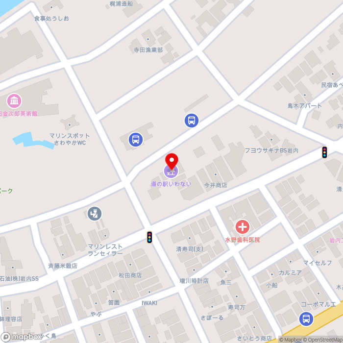 道の駅いわないの地図（zoom17）北海道岩内郡岩内町万代46-1