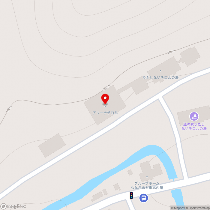 道の駅うたしないチロルの湯の地図（zoom17）北海道歌志内市字中村78-3