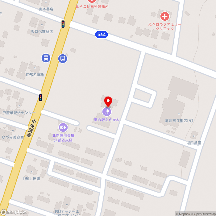 道の駅たきかわの地図（zoom17）北海道滝川市江部乙町東11-13