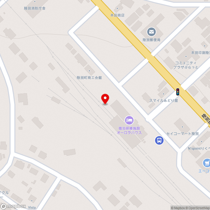 道の駅オーロラタウン９３りくべつの地図（zoom17）北海道足寄郡陸別町大通