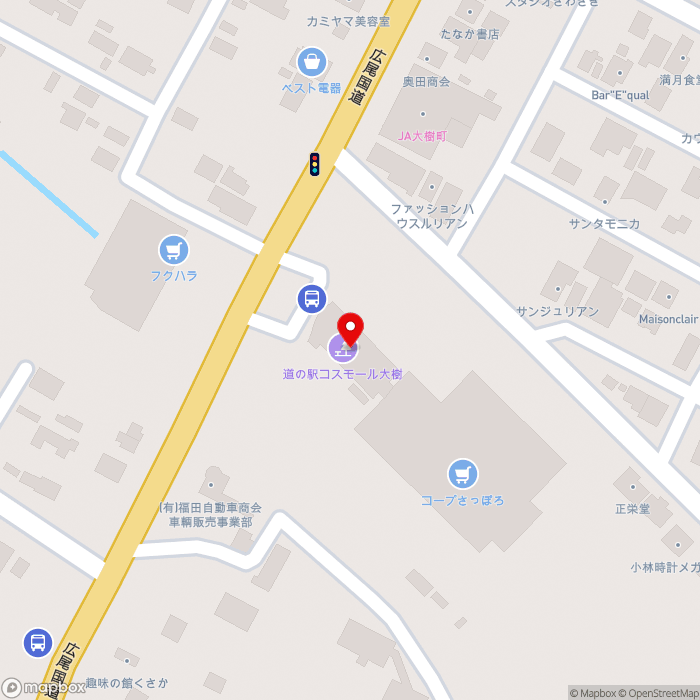 道の駅コスモール大樹の地図（zoom17）北海道広尾郡大樹町西本通98