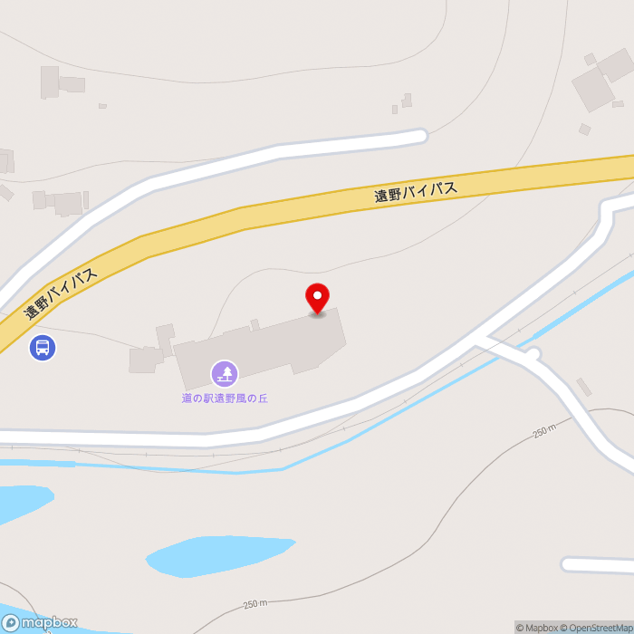 道の駅遠野風の丘の地図（zoom17）岩手県遠野市綾織町新里8地割2-1
