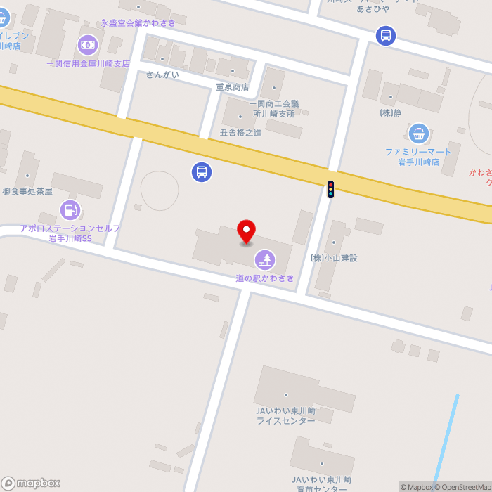 道の駅かわさきの地図（zoom17）岩手県一関市川崎町薄衣字法道地42-3