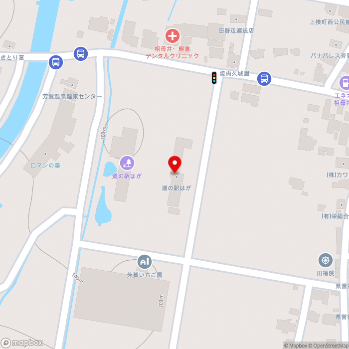 道の駅はがの地図（zoom17）栃木県芳賀郡芳賀町大字祖母井842-1