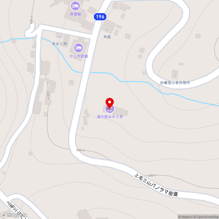 道の駅みょうぎの地図（zoom17）群馬県富岡市妙義町岳322-7