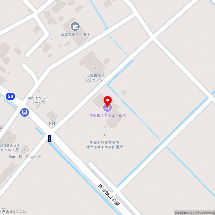 道の駅オライはすぬまの地図（zoom17）千葉県山武市蓮沼ハ4826