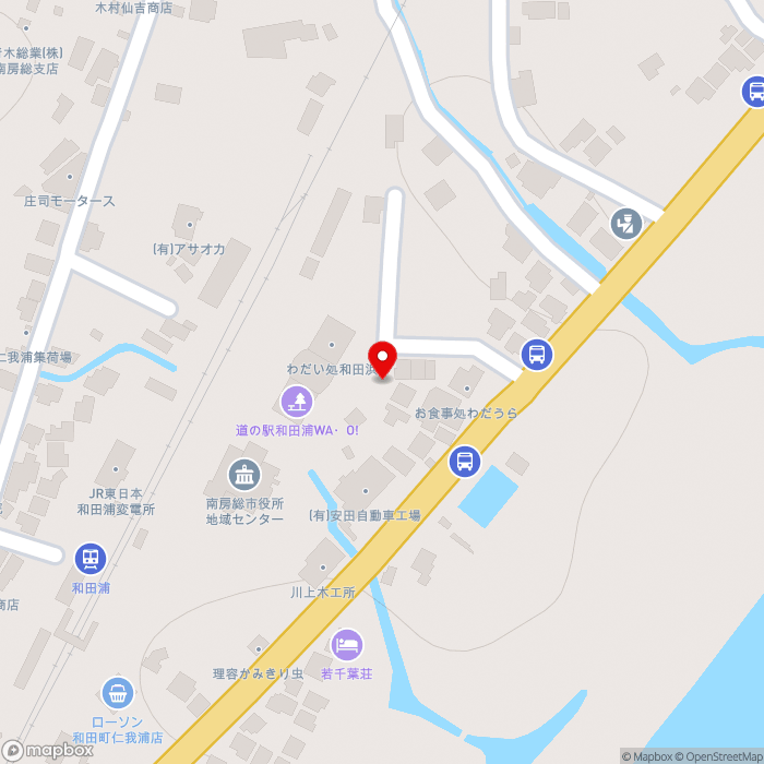 道の駅和田浦　WA・O！の地図（zoom17）千葉県南房総市和田町仁我浦243