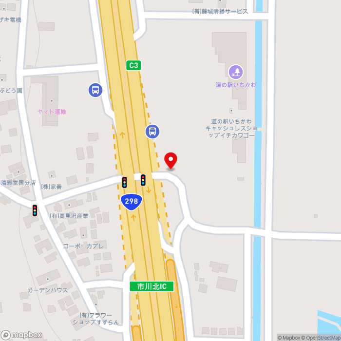 道の駅いちかわの地図（zoom17）千葉県市川市国分6-10-1
