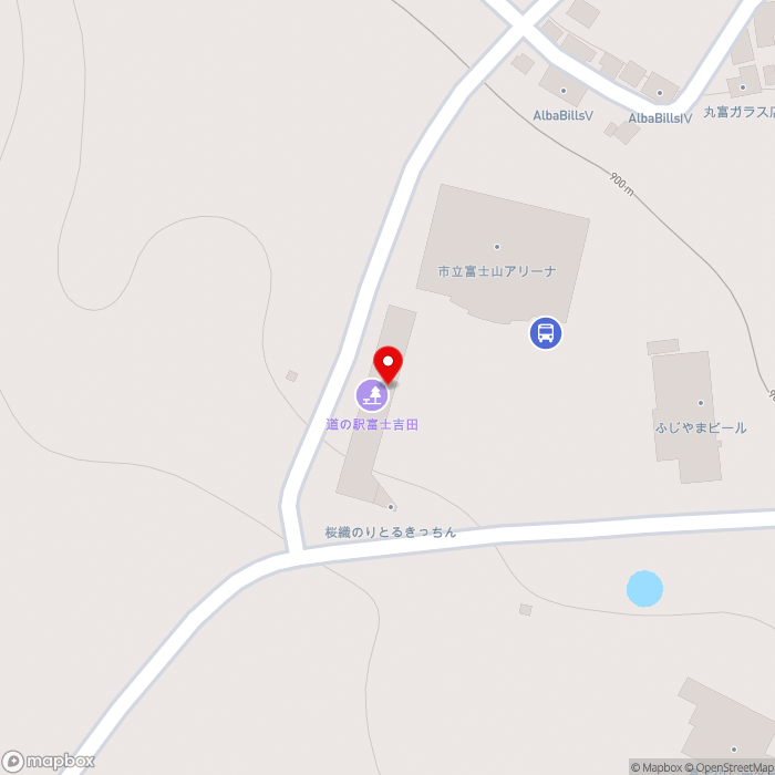 道の駅富士吉田の地図（zoom17）山梨県富士吉田市新屋1936-6