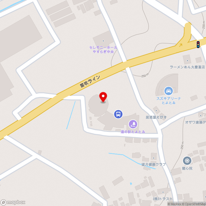 道の駅とよとみの地図（zoom17）山梨県中央市浅利1010-1
