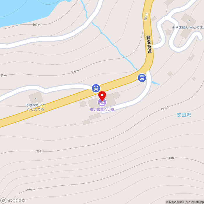 道の駅風穴の里の地図（zoom17）長野県松本市安曇3528-1