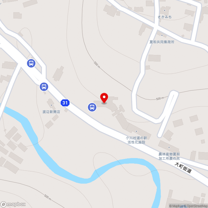 道の駅おがわの地図（zoom17）長野県上水内郡小川村高府1502-2